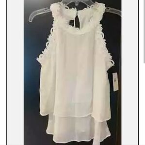 Elegant White Lace Trim Women's Top